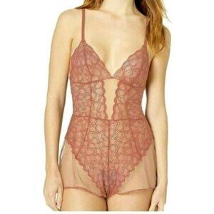 DKNY Teddy Romper Bodysuit with Lace Large NEW